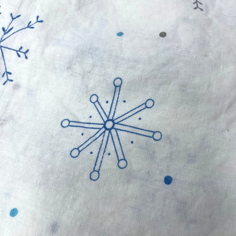 COTTON SHOWER CURTAIN Snowflake Winter White Blue Gray 72x74 Christmas